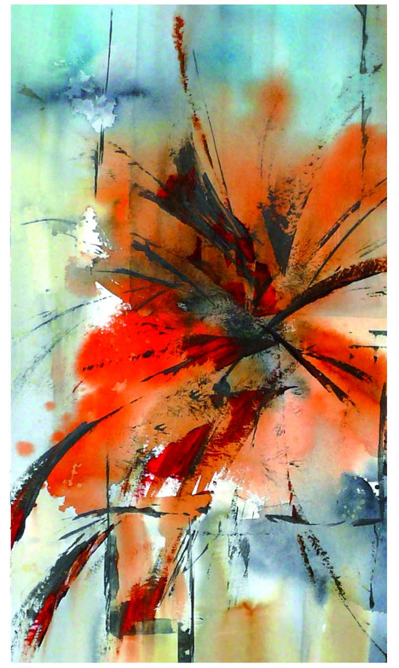 Großformatgies Aquarell: Blumen